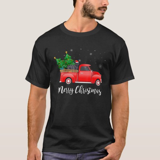 Bouvier Des Flandres Dog Riding Red Truck Christma T-shirt (Voorkant)