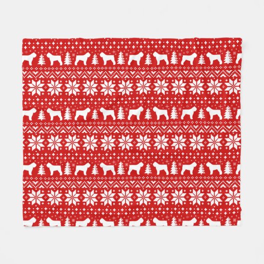 Bouvier des Flandres Dog Silhouettes Kerstmis Fleece Deken (Voorkant (Horizontaal))
