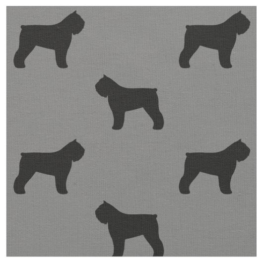 Bouvier des Flandres Dog Silhouettes Patterned Stof (Close Up)