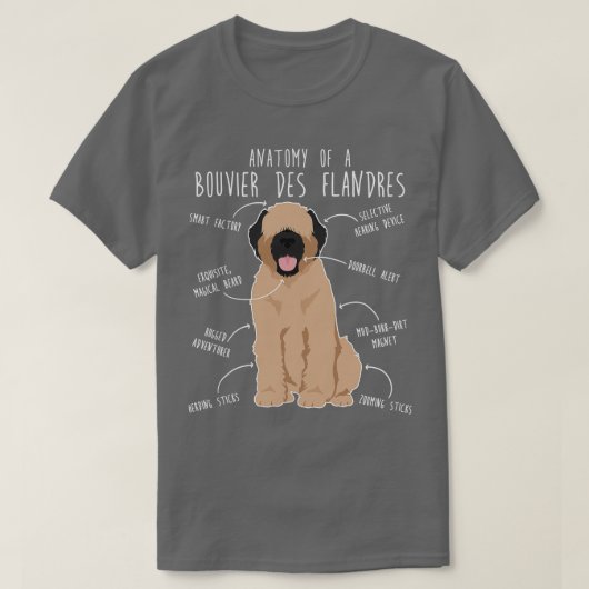 Bouvier des Flandres Fawn Cream Hond Anatomie 1 T-shirt (Design voorkant)