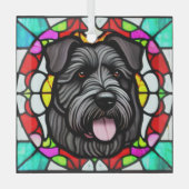 Bouvier des Flandres "Glas in lood" Glas Ornament (Voorkant)