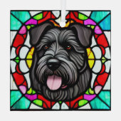 Bouvier des Flandres "Glas in lood" Glas Ornament (Achterkant)