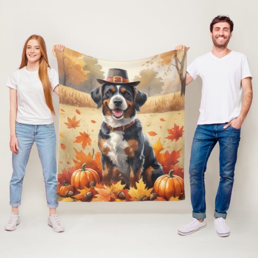 Bouvier des Flandres Herfstbladeren Thanksgiving Fleece Deken (In situ)