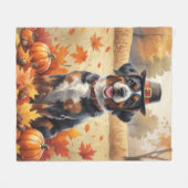 Bouvier des Flandres Herfstbladeren Thanksgiving Fleece Deken (Voorkant (Horizontaal))