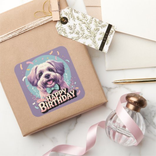 Bouvier des Flandres Hond Kleurrijk Vierkante Sticker (Geschenken)