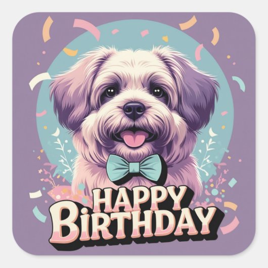 Bouvier des Flandres Hond Kleurrijk Vierkante Sticker (Voorkant)