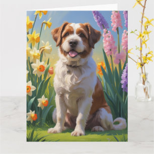 Bouvier Des Flandres-hond lente bloemen schilderij Kaart