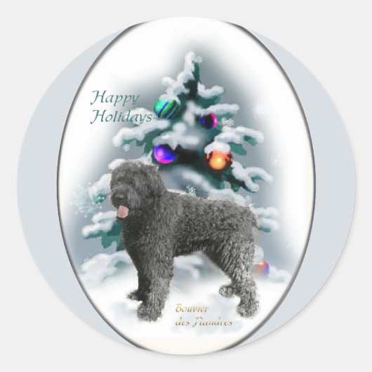Bouvier des Flandres kerstcadeaus Ronde Sticker (Voorkant)