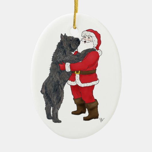 Bouvier des Flandres Kerstgroet Keramisch Ornament (Voorkant)