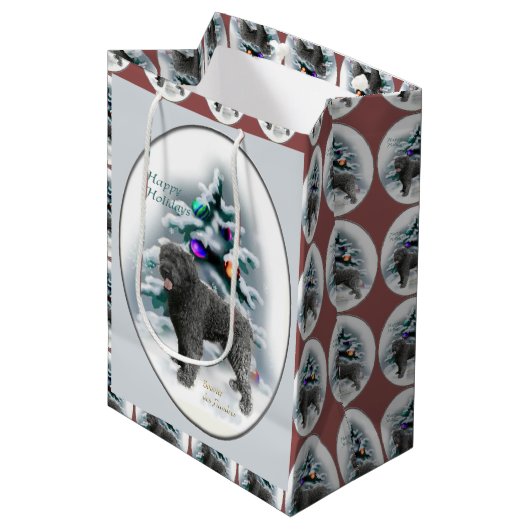 Bouvier des Flandres Kerstmis Medium Cadeauzakje (Voorkant Gekanteld)