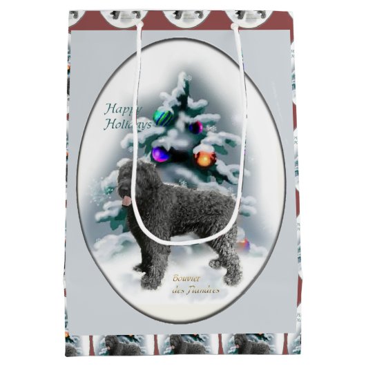 Bouvier des Flandres Kerstmis Medium Cadeauzakje (Achterkant)