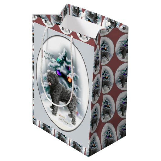 Bouvier des Flandres Kerstmis Medium Cadeauzakje (Achterkant Gekanteld)