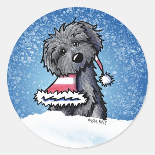 Bouvier des Flandres Kerstmis Ronde Sticker (Voorkant)