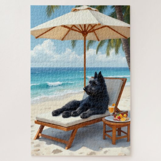 Bouvier des Flandres Luxe Strand Scene Legpuzzel (Verticaal)