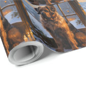 Bouvier des Flandres met kerstverlichting Vakantie Cadeaupapier (Rol Hoek)