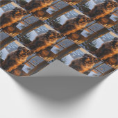 Bouvier des Flandres met kerstverlichting Vakantie Cadeaupapier (Hoek)