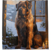 Bouvier des Flandres met kerstverlichting Vakantie Douchegordijn (Voorkant)