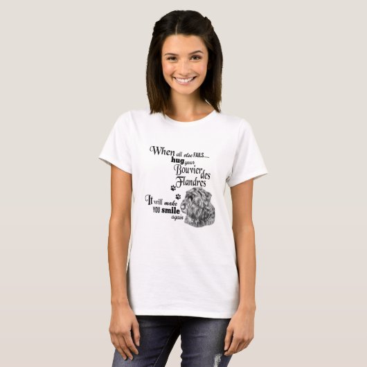 Bouvier des Flandres moderne slogan voor schattig  T-shirt (Voorkant volledig)