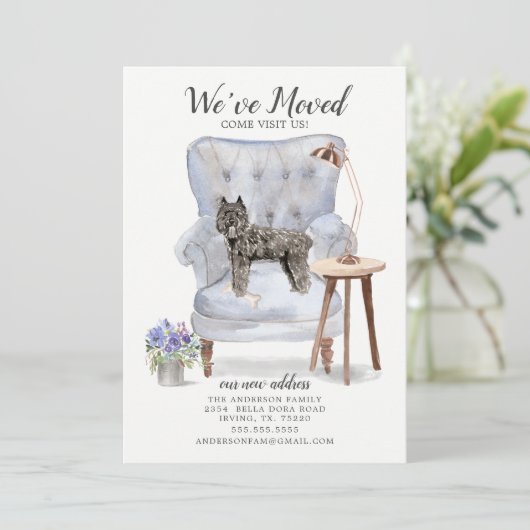 Bouvier des Flandres Moving Announcement Aankondiging (Staand voorkant)