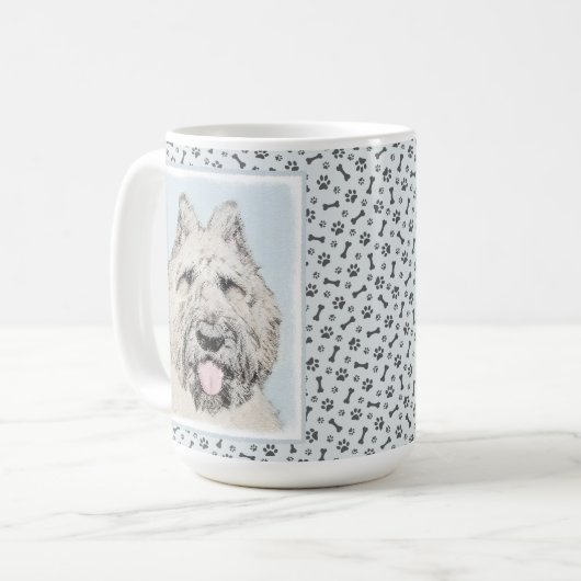 Bouvier des Flandres Painting - Original Dog Art Koffiemok (Voorkant links)