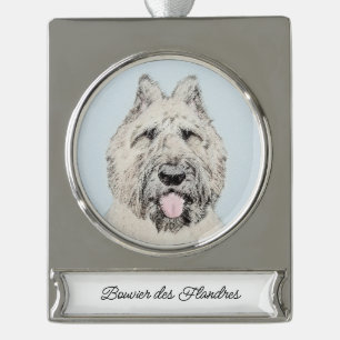 Bouvier des Flandres Painting - Original Dog Art Verzilverd Banner Ornament