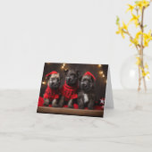 Bouvier des Flandres Puppies Kerst Kaart (Gele Bloem)