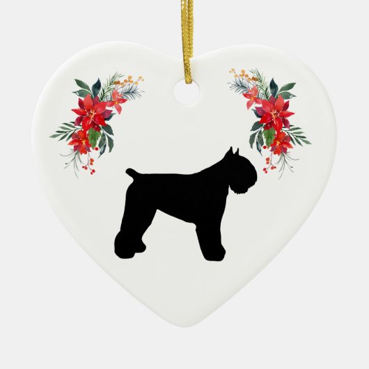 Bouvier des Flandres Silhouette Holiday Keramisch Ornament (Voorkant)