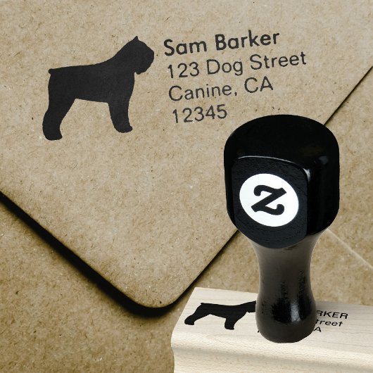 Bouvier des Flandres Silhouette Return Address Rubberstempel