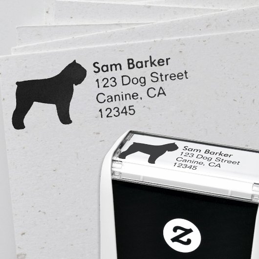 Bouvier des Flandres Silhouette Return Address Zelfinktende Stempel