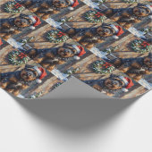 Bouvier des Flandres Snowy Farm Christmas Cadeaupapier (Hoek)