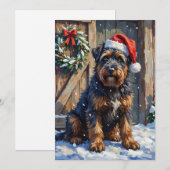 Bouvier des Flandres Snowy Farm Christmas Feestdagenkaart (Voorkant / Achterkant)