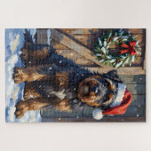 Bouvier des Flandres Snowy Farm Christmas Legpuzzel (Horizontaal)