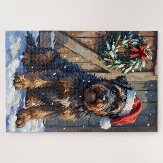 Bouvier des Flandres Snowy Farm Christmas Legpuzzel (Horizontaal)