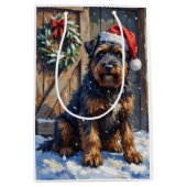 Bouvier des Flandres Snowy Farm Christmas Medium Cadeauzakje (Voorkant)