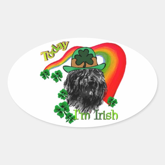 Bouvier des Flandres St Patricks Ovale Sticker (Voorkant)