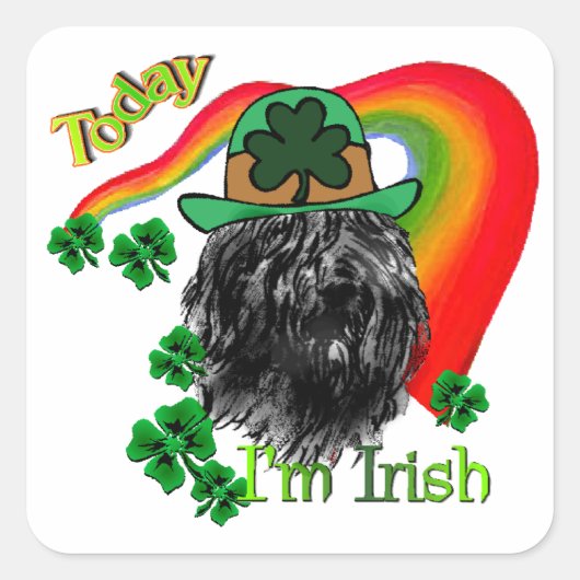 Bouvier des Flandres St Patricks Vierkante Sticker (Voorkant)