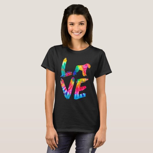 Bouvier Des Flandres Tie Dye Love Dog Mam T-shirt (Voorkant volledig)