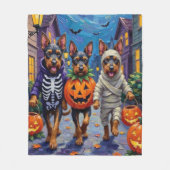 Bouvier des Flandres Trick-or-Treating Halloween Fleece Deken (Voorkant)