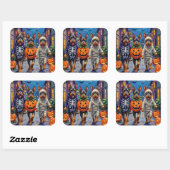 Bouvier des Flandres Trick-or-Treating Halloween Vierkante Sticker (Vel)
