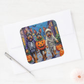 Bouvier des Flandres Trick-or-Treating Halloween Vierkante Sticker (Envelop)