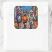 Bouvier des Flandres Trick-or-Treating Halloween Vierkante Sticker (Tas)