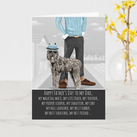 Bouvier des Flandres van de Dog Vaderdag Kaart (Gele Bloem)