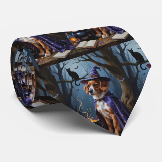 Bouvier des Vlaanderen Whimsical Halloween Schilde Stropdas (Opgerold)