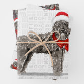 Bouvier Kersthond en Red en Grey Pset Inpakpapier Vel (In situ)