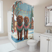 Bouviers des Flandres Dogs Christmas Snow Holiday  Douchegordijn (In situ)