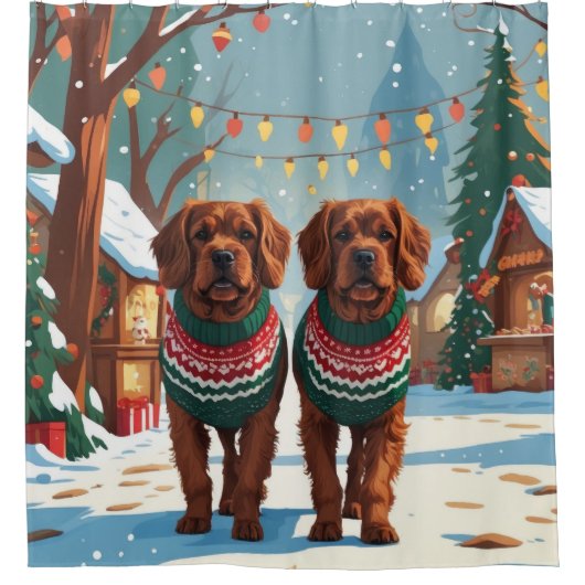 Bouviers des Flandres Dogs Christmas Snow Holiday  Douchegordijn (Voorkant)