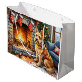 Bouviers des Flandres Fireplace Christmas Lights Groot Cadeauzakje (Achterkant Gekanteld)