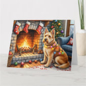 Bouviers des Flandres Fireplace Christmas Lights Kaart (Voorkant)