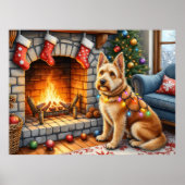 Bouviers des Flandres Fireplace Christmas Lights Poster (Voorkant)