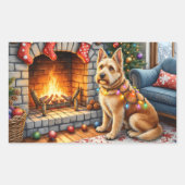 Bouviers des Flandres Fireplace Christmas Lights Rechthoekige Sticker (Voorkant)